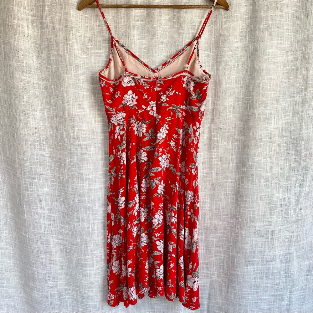 Lulu's Red Floral Print Midi Dress - Picture 4 of 9